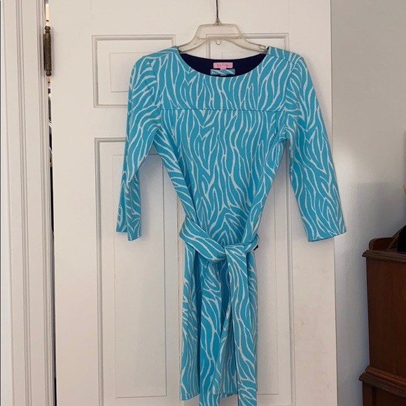 Lilly Pulitzer Dresses & Skirts - Lilly Pulitzer Turquoise and Navy Belted Dress